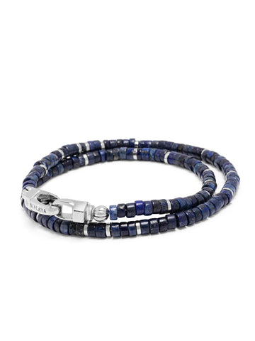Nialaya Men's Beaded Bracelet Dark Blue Heishi Wrap Bracelet Dark Blue Heishi Wrap Bracelet